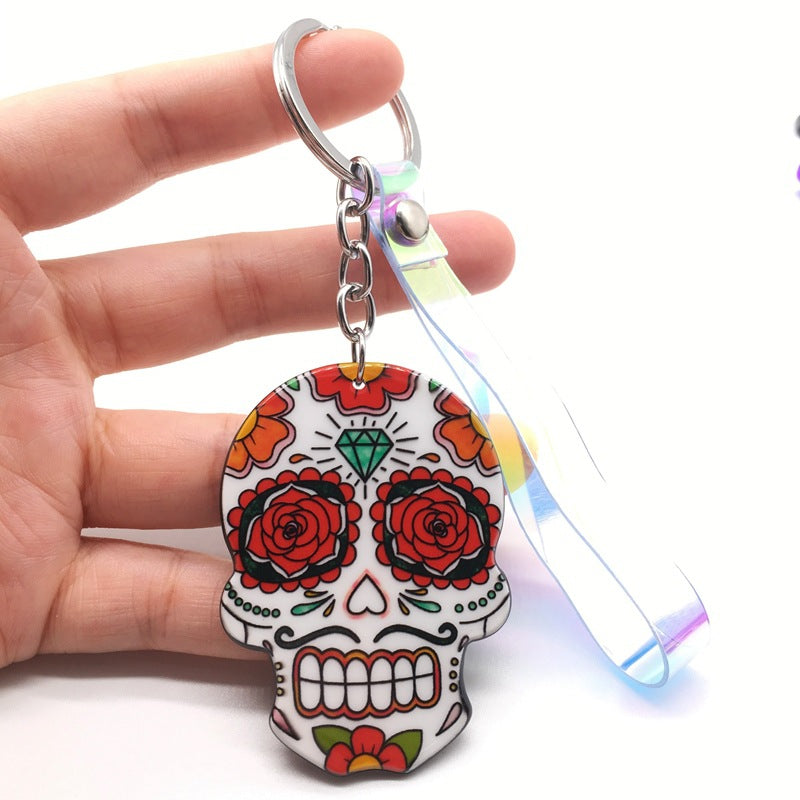 Wholesale Day of the Dead Skull Mexican Calavera Acrylic Keychain